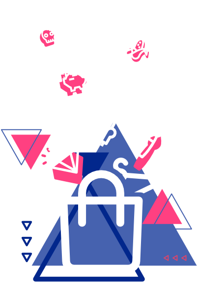 Ilustración de una bolsa de mercado con muchos productos diferentes